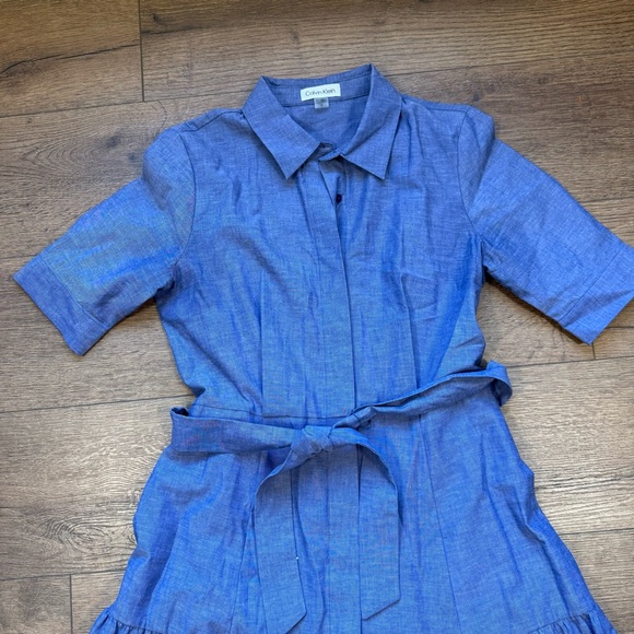 CALVIN KLEIN collared belted dress midi - Picture 4 of 11